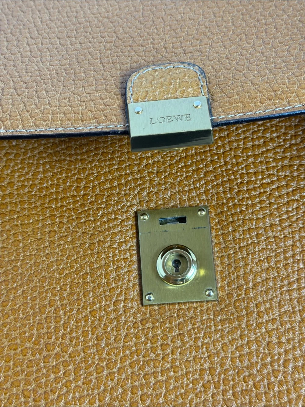 Vintage Loewe Textured Brown Leather Briefcase